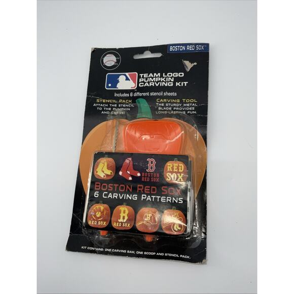 Official MLB Pumpkin Carving Kit Team Logo Stencil Boston Red Sox - Picture 1 of 4